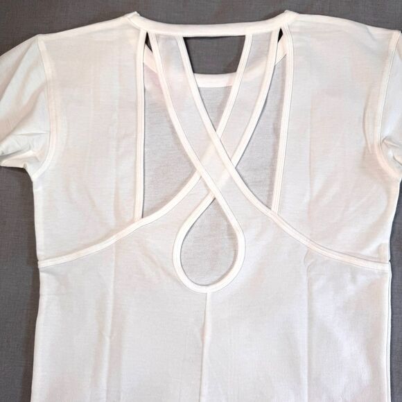 NWT Soybu Unity Pullover, Small, White Crossback Strappy Open Back Long Sleeves - Picture 2 of 12